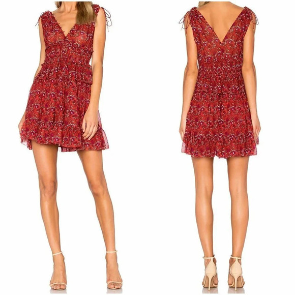 NWT Ulla Johnson Ruby Red Noelle Silk-georgette Dress $495 - Picture 1 of 14